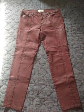 Free People Red Waxed Jeans Size 31